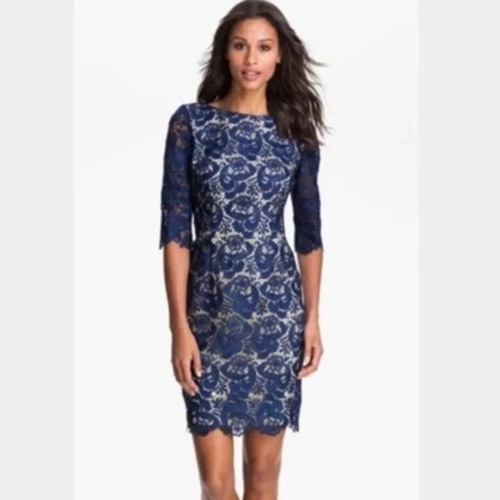 Elegant Navy Lace Dress